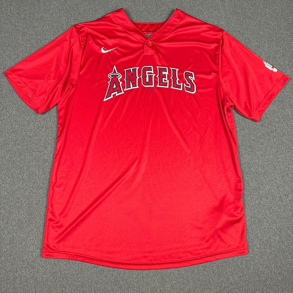 NIKE Los Angeles Angels 1-Button Baseball Jersey Red Men's Large N383 Odyssey
